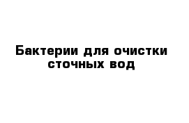 Бактерии для очистки сточных вод